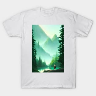 Cute Kid Forest Nature Anime Landscape T-Shirt